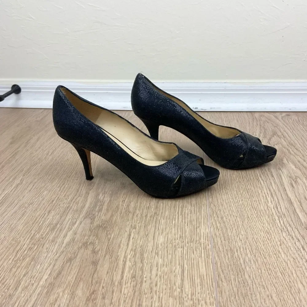 Kate Spade New York Billie Peep Toe Pump Heels - Black Sparkle